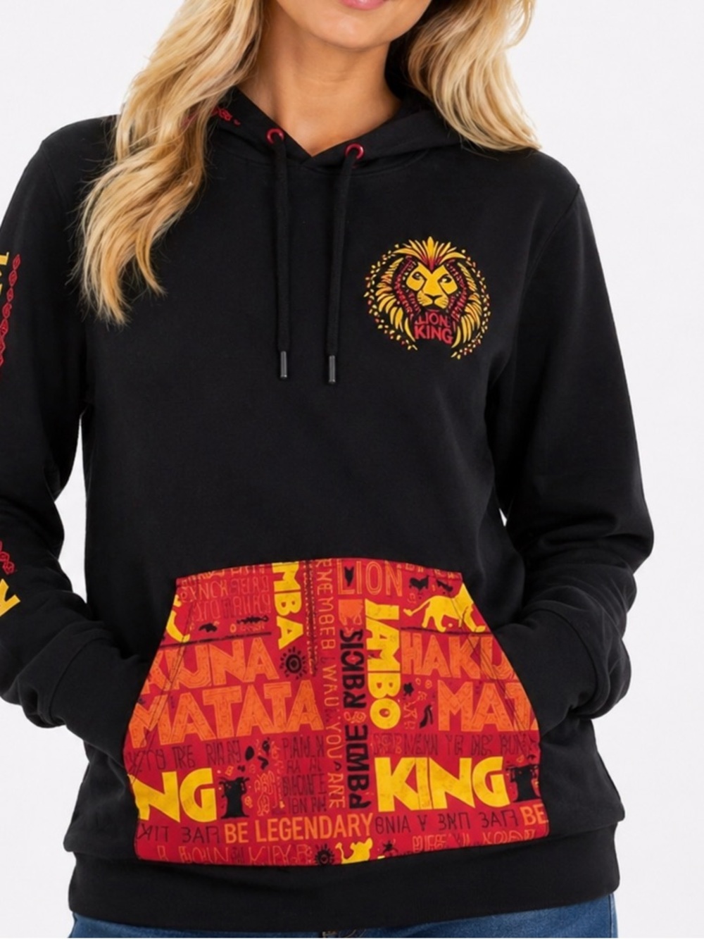 Disney Size Medium Black Lion King Hoodie with Red and Yellow‎ Accents